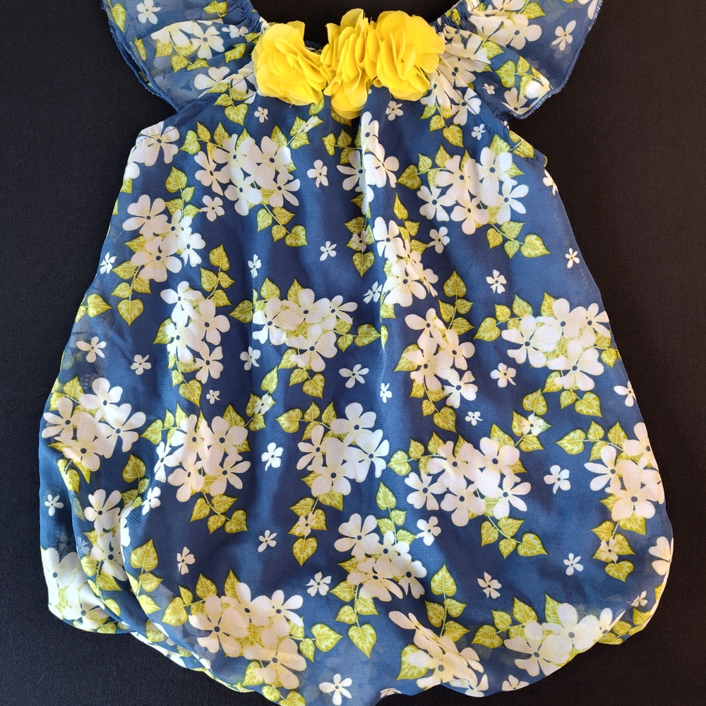 Little Lass Blue and Yellow Floral Dress